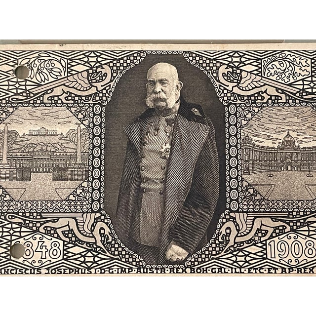 Traditional Antique Historical Austrian Franz Jozef Emperor’s Wien Werkstate Postcard For Sale - Image 3 of 3