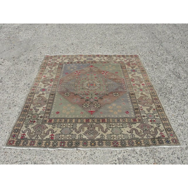 Hand Wowen Wool Turkish Rug, Rug,Vintage Rug,Beatifull Color Combination Turkish Retro Rug, Home Decor 5'4" X 7'1" Ft For Sale - Image 11 of 11
