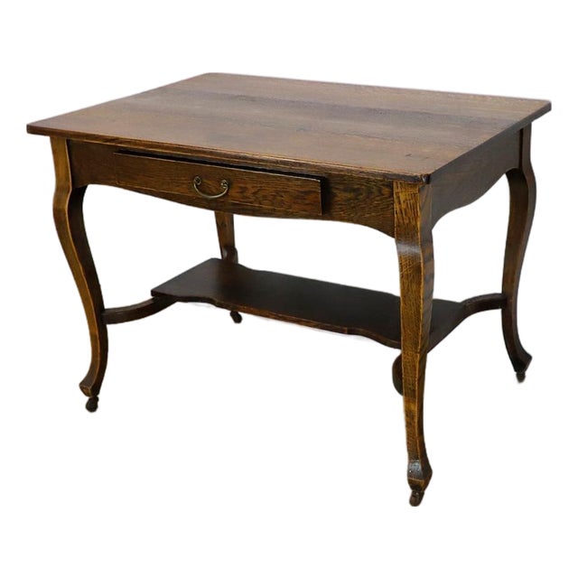 Solid Vintage Oak Writing Table, circa 1920 For Sale