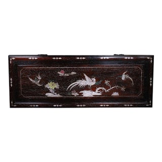 Large Chinese Zitan Wood Plaque Inlaid With Mother-of-Pearl For Sale