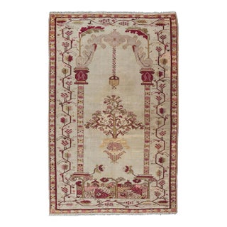 Early 20th Century Color Antique Oushak Rug With Columns, Chandelier & Vase Design For Sale