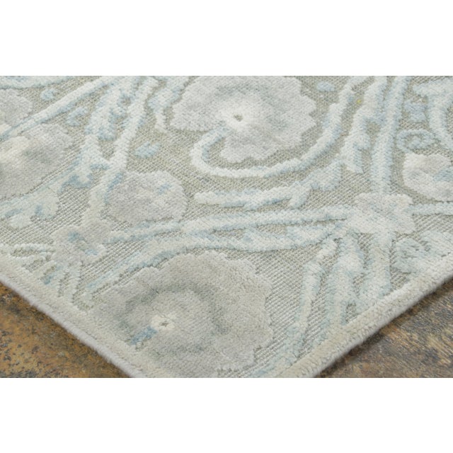 Rug & Kilim Contemporary Block Print Floral Natural Silk Runner by Rug & Kilim, India For Sale - Image 4 of 8
