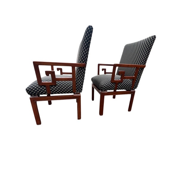 Late 20th Century Attributed to Michael Taylor Baker Greek Key Armchairs Pair For Sale - Image 11 of 18