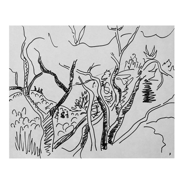 1960s Frank Wallace Landscape Drawing For Sale