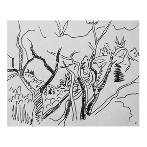 1960s Frank Wallace Landscape Drawing