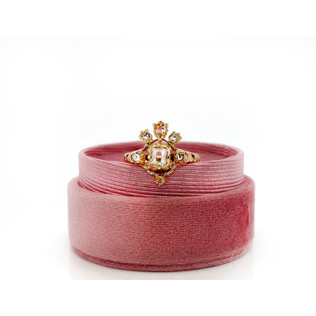 Late 19th Century Victorian 14k Table Cut Diamond Tiara Ring, Renaissance Revival, Size 10 For Sale - Image 4 of 7