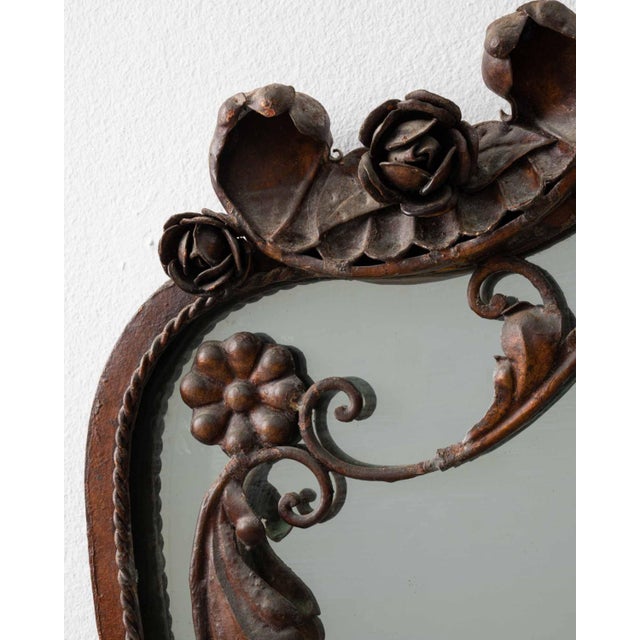 Black Italian Wrougt Iron Neo Baroque Mirror Italy Mid 20th Century For Sale - Image 8 of 11