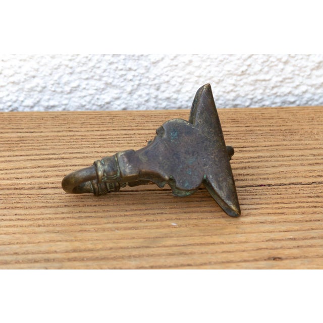 Indian Scalloped Crest Antique Bronze Hook For Sale - Image 3 of 6