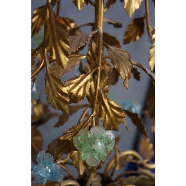 1970s Italian Hollywood Regency Florentine Murano Glass 4 Light Candlestick Chandelier For Sale - Image 12 of 15