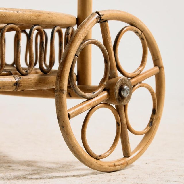 Bamboo and Rattan Trolley, 1960s For Sale - Image 9 of 11