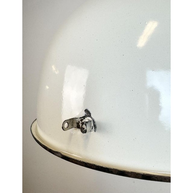Black Soviet Industrial White Enamel Pendant Lamp, 1960s For Sale - Image 8 of 18