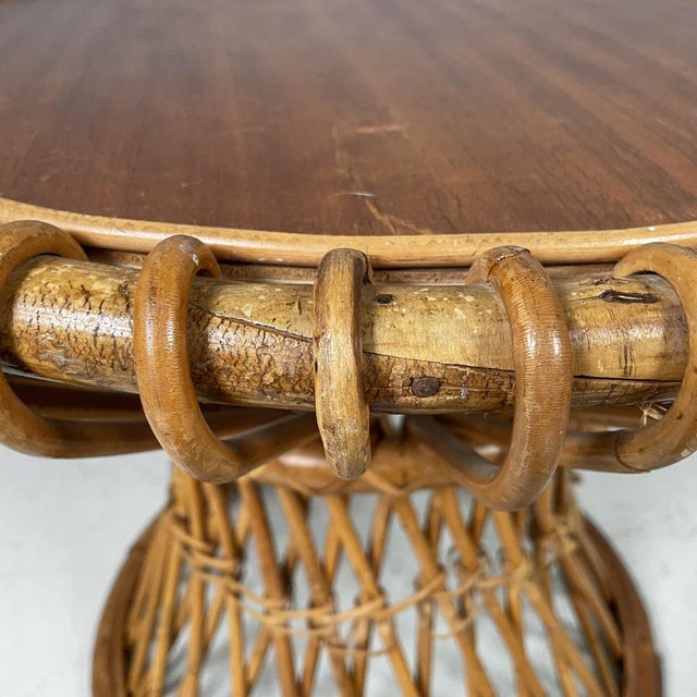 Brown Mid-Century Modern Italian Rattan Coffee Table attributed to Franco Albini, 1960s For Sale - Image 8 of 17