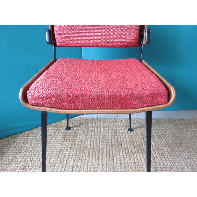 1960s Red Dining Chairs by Alain Richard, 1960s, Set of 4 For Sale - Image 5 of 7