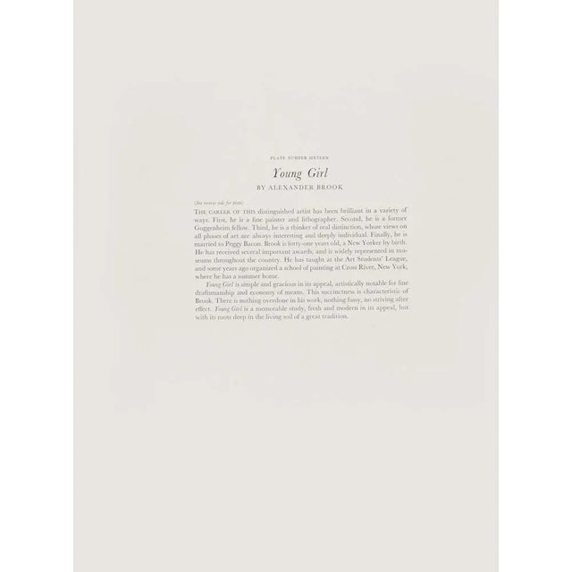 Alexander Brook 1939 After Alexander Brook "Young Girl", First Edition Period Offset Lithograph For Sale - Image 4 of 7
