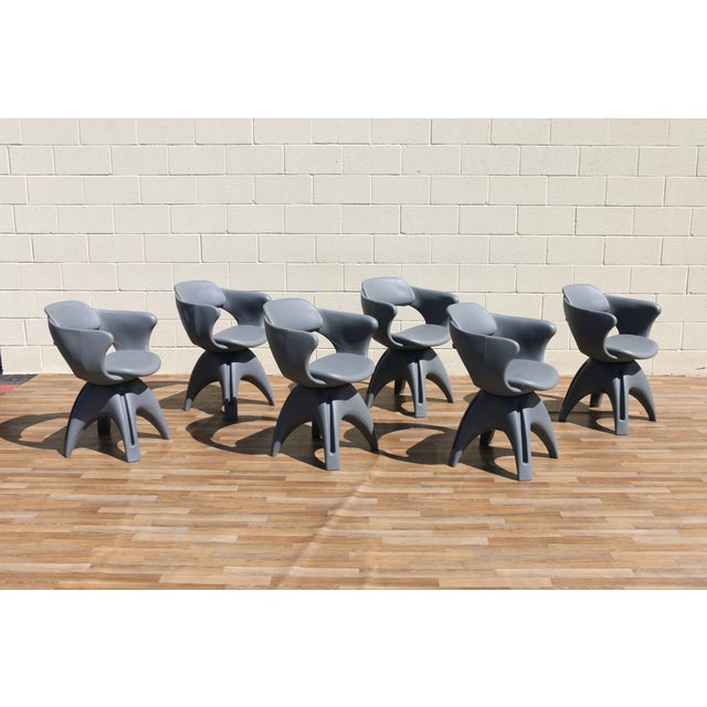 Mid-Century Modern Vintage Set of 6 John Gale Rotocast Plastic Swivel Armchairs | Space Age 1960s For Sale - Image 3 of 18