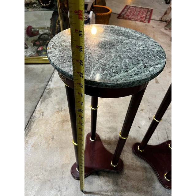 1970s Vintage Pair of Green Stone Top Round Side Tables For Sale - Image 5 of 9