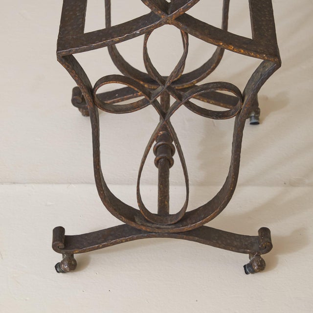 French Art Deco Wrought Iron + Black Fossil Marble Occasional Table, 1940s For Sale - Image 9 of 11