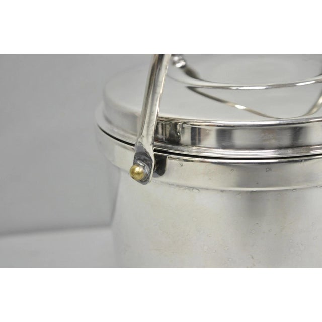 Mid 20th Century Gorham Yc141 Mid Century Modern Silver Plated Reticulating Hinge Ice Bucket For Sale - Image 13 of 16