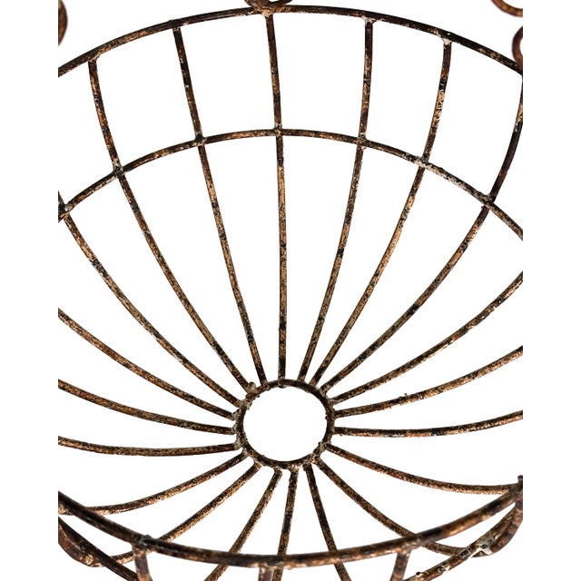 Antique Round Chippy Shabby Chic Hanging Planter Baskets - A Pair (2) For Sale - Image 4 of 9