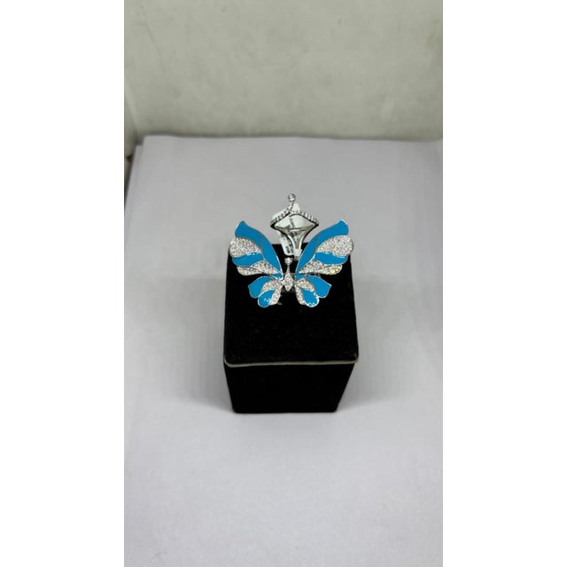 2020s Natural Diamond & Enamel Ring in 18k Gold For Sale - Image 5 of 8