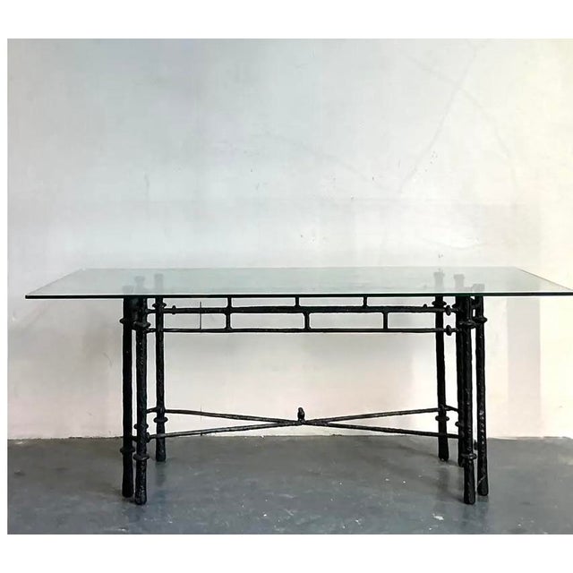 Vintage Boho Hammered Iron Dining Table After Giacometti For Sale - Image 12 of 12