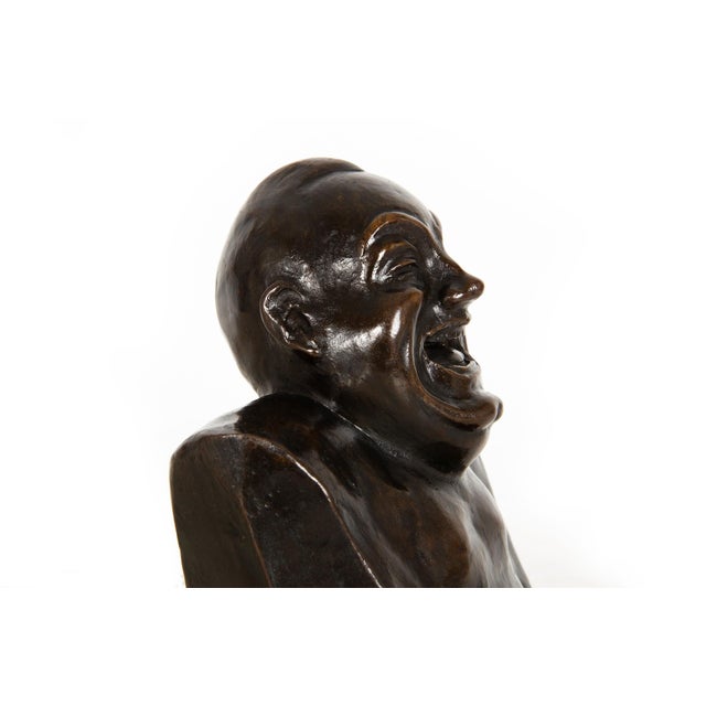 Rare “Laughing Buddha - Self Portrait” Bronze Sculpture Bust by Enrico Caruso For Sale - Image 11 of 15