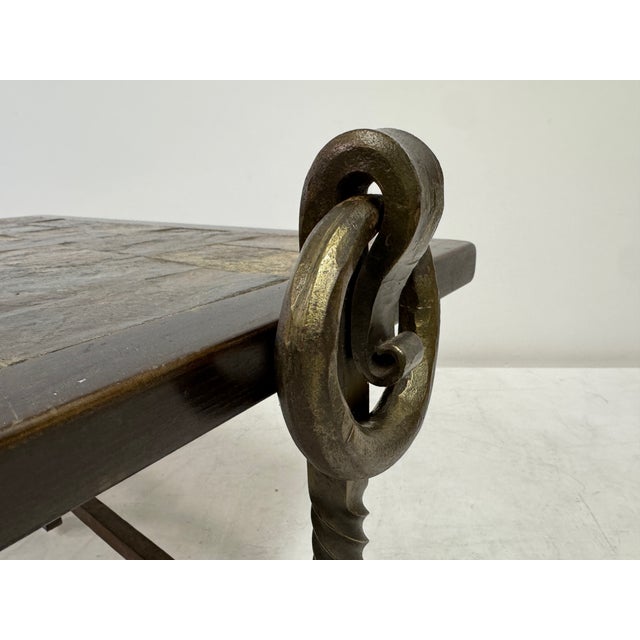 Brutalist Brutalist Iron and Tile Topped Coffee Table, 1970s For Sale - Image 3 of 18
