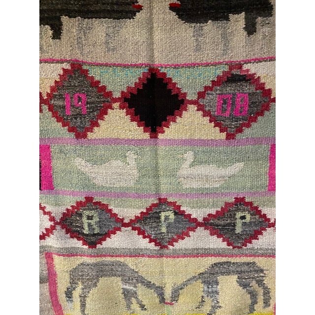 Traditional C. 1988 Vintage Peruvian Pictorial Textile With Animals and Inscription (73" X 55") For Sale - Image 3 of 18