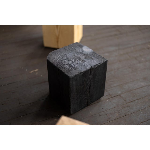 Contemporary Hyo Table Shou Sugi Ban | Wood Cube For Sale - Image 3 of 4