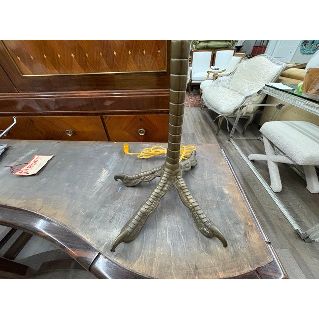 Hollywood Regency Mid 20th Century P.E. Guerin Bronze Ostrich Leg Lamp For Sale - Image 3 of 14