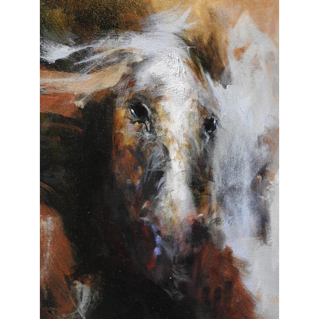 Abstract Expressionist, Oil Paint, Light and Dark - "Reflected Images of a Horses Profile" For Sale - Image 11 of 13