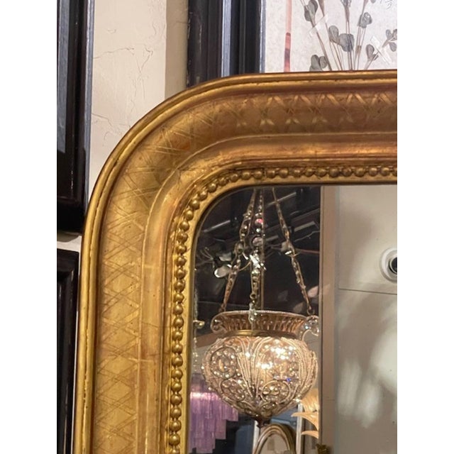 Wood French Louis Phillipe Mirror With X Pattern Frame For Sale - Image 7 of 9