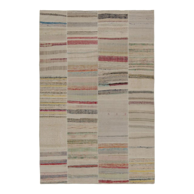 Rug & Kilim’s Patchwork Kilim in Polychromatic Stripes For Sale