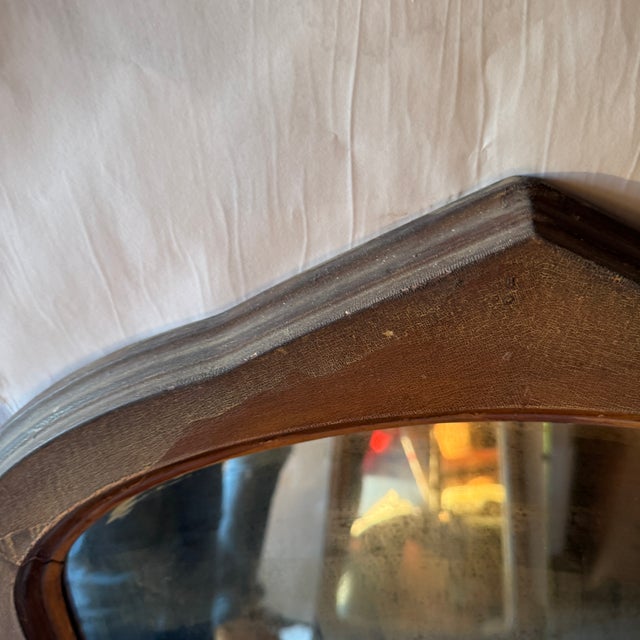 1900s Antique American Ogee-Top Wall Mirror, Original Glass For Sale - Image 10 of 12