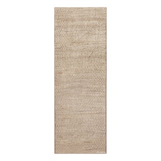 Nazmiyal Collection Soft Neutral Minimalist Modern Handmade Runner Rug For Sale