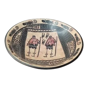 1980s Hand Painted Soapstone Bowl Made in Kenya