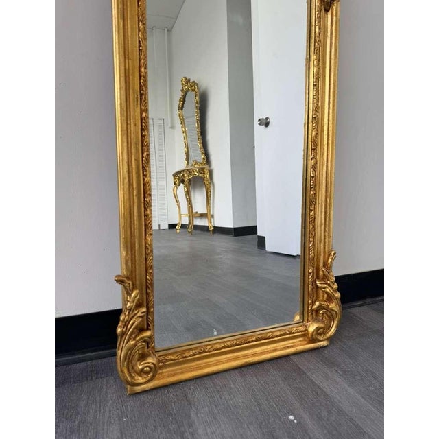 Rococo Gold Floor Mirror – Romantic Ornate Statement Piece For Sale - Image 10 of 12