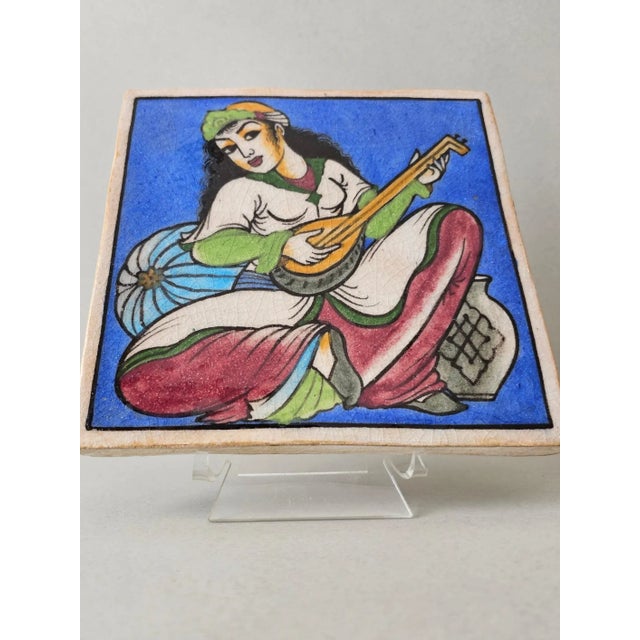 Antique Indo-Persian Qajar Dynasty Ceramic Architectural Wall Tile For Sale - Image 11 of 11