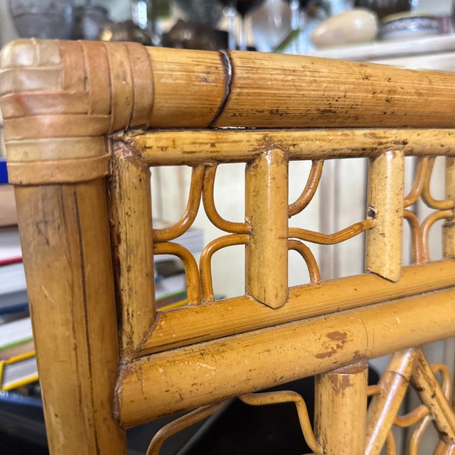 Vintage Boho Coastal Bamboo Arm Dining Chairs - A Pair For Sale - Image 11 of 12