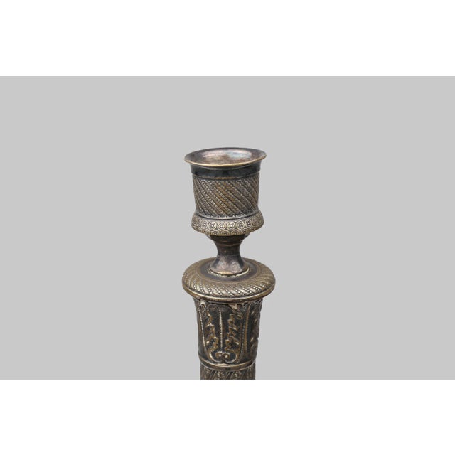 Large French Silvered Copper Candlestick, 1890s For Sale - Image 4 of 10