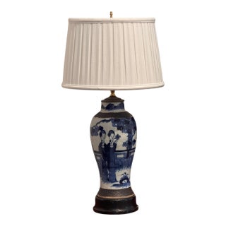 1950s Blue and White Chinese Porcelain Lamp For Sale