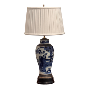 1950s Blue and White Chinese Porcelain Lamp