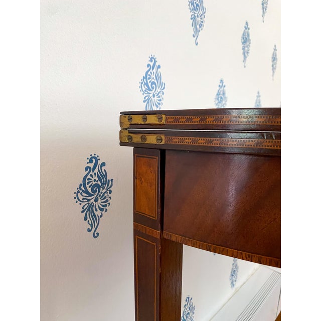 Antique Early 1900s American Neoclassical Revival Mahogany Game Table With Inlay For Sale - Image 16 of 18