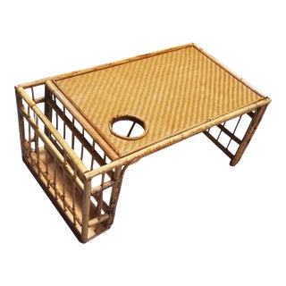 Restored Tiger Tortoise Bamboo Serving Dining Tray For Sale
