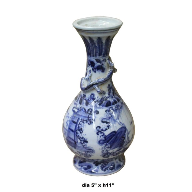 Chinese Blue White Porcelain Precise House Yard Scenery Vase For Sale In San Francisco - Image 6 of 7