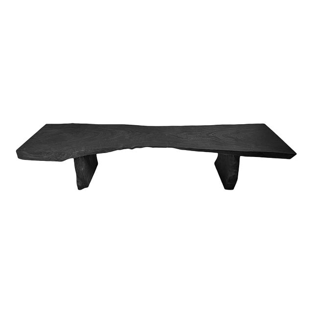 Blackened Organic Modern Slab Bench / Coffee Table For Sale