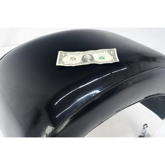Black Futuristic Black Patent Leather Upholstery Oval Lucite Base Bench on Wheel For Sale - Image 8 of 9