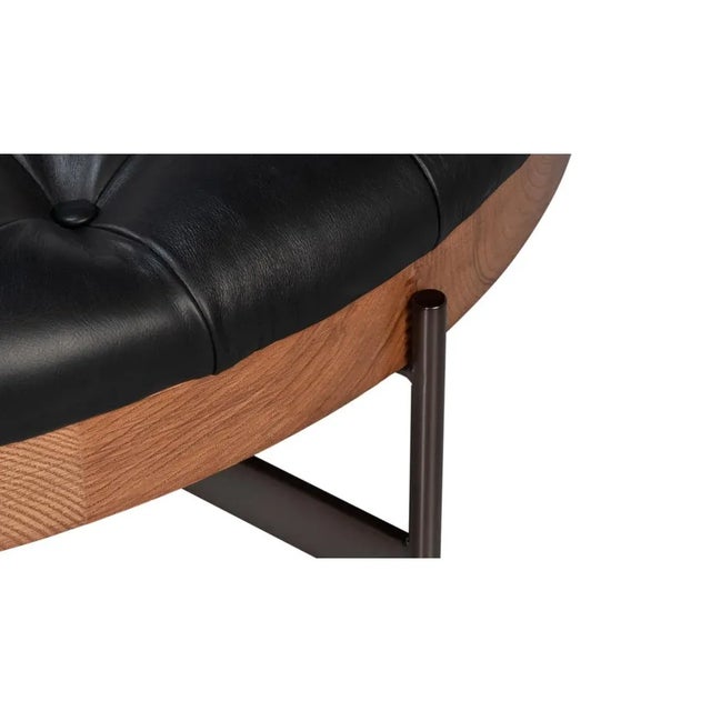 Modern Black Leather Cocktail Ottoman For Sale - Image 4 of 15