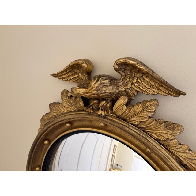 Mid 20th Century Mid-Century American Federal Giltwood Eagle Bullseye Convex Mirror For Sale - Image 5 of 12