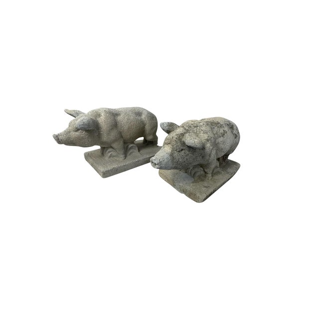 Two adorable stone petite stone pigs to grace your garden, doorstep or farm. Curly tails, quizzical ears, small size so...